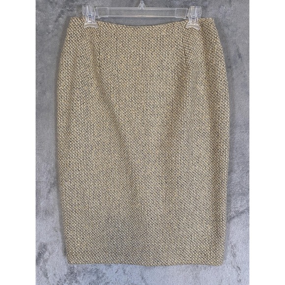 New York & Company Dresses & Skirts - New York & Company Skirt Women 6 Beige Gold Tweed Boucle Pencil Lined Career NWT
